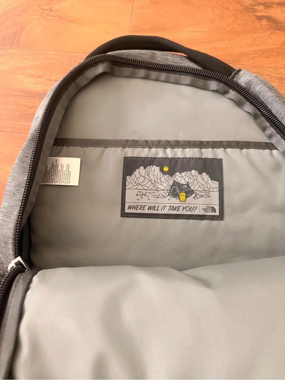 The North Face Heather Gray & Black Bungee Front Backpack
